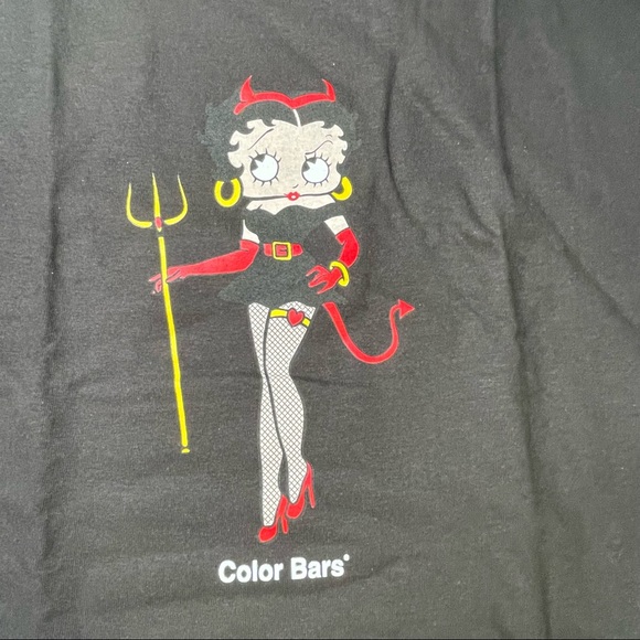 Betty Boop Devil Color Bars Mens Black XL Size Graphic T-Shirt - Picture 2 of 5